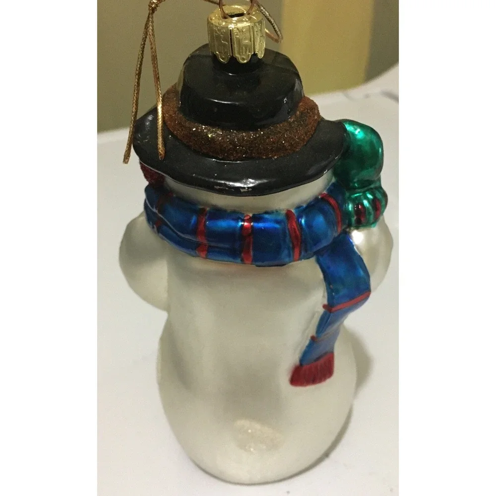 Blown Glass Snowman Christmas Ornament  
